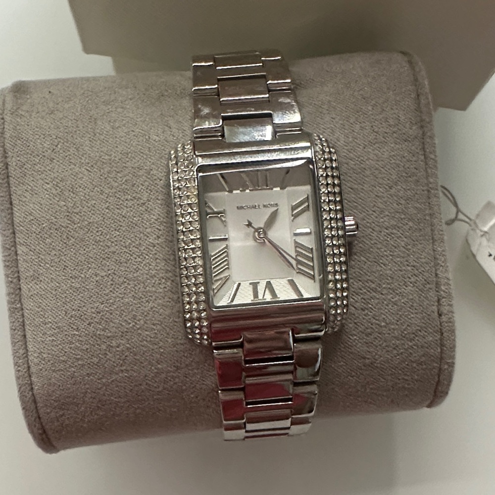 Michael Kors Silver Rectangular Watch - Picture 2 of 3